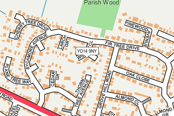 YO14 9NY map - OS OpenMap – Local (Ordnance Survey)