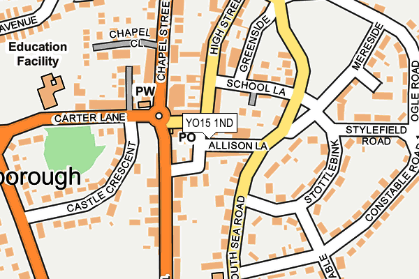 YO15 1ND map - OS OpenMap – Local (Ordnance Survey)