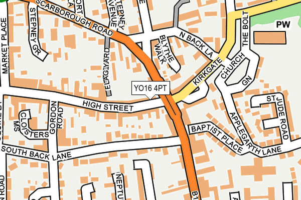 YO16 4PT map - OS OpenMap – Local (Ordnance Survey)