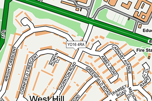 YO16 4RA map - OS OpenMap – Local (Ordnance Survey)