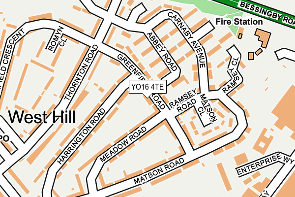YO16 4TE map - OS OpenMap – Local (Ordnance Survey)