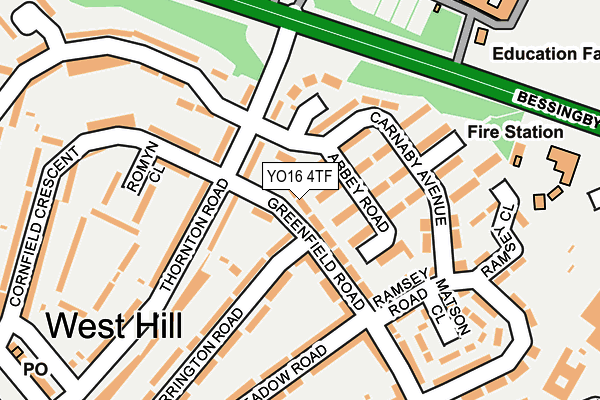 YO16 4TF map - OS OpenMap – Local (Ordnance Survey)