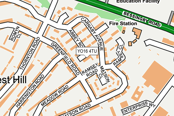 YO16 4TU map - OS OpenMap – Local (Ordnance Survey)