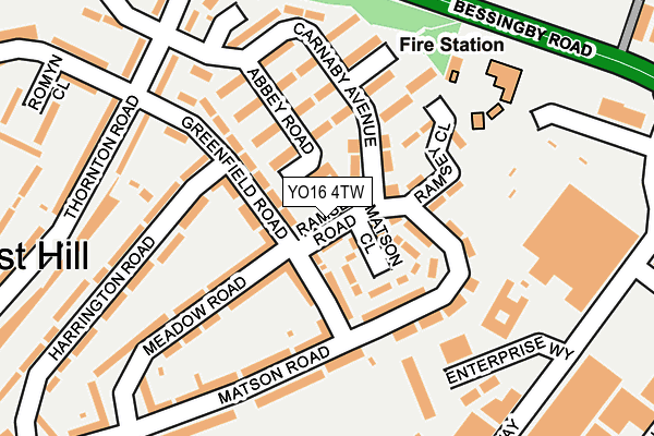 YO16 4TW map - OS OpenMap – Local (Ordnance Survey)