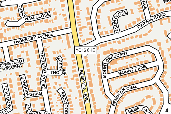 YO16 6HE map - OS OpenMap – Local (Ordnance Survey)