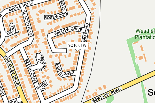 YO16 6TW map - OS OpenMap – Local (Ordnance Survey)