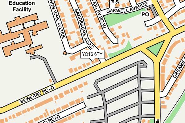YO16 6TY map - OS OpenMap – Local (Ordnance Survey)