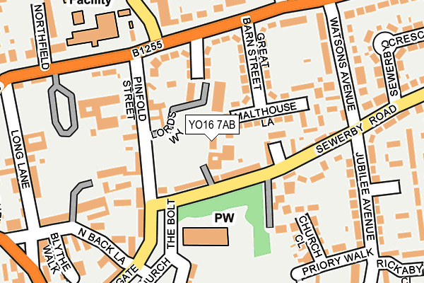 YO16 7AB map - OS OpenMap – Local (Ordnance Survey)