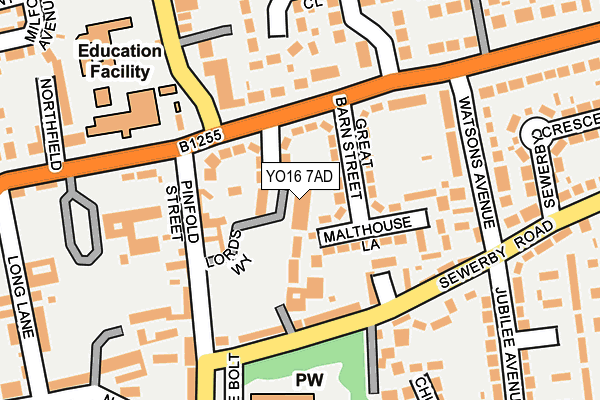 YO16 7AD map - OS OpenMap – Local (Ordnance Survey)
