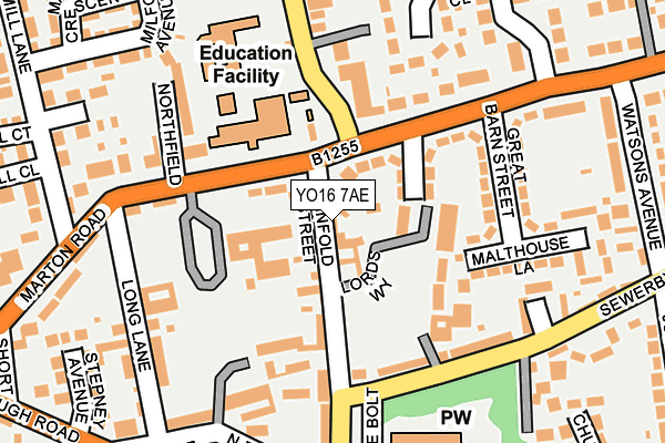 YO16 7AE map - OS OpenMap – Local (Ordnance Survey)