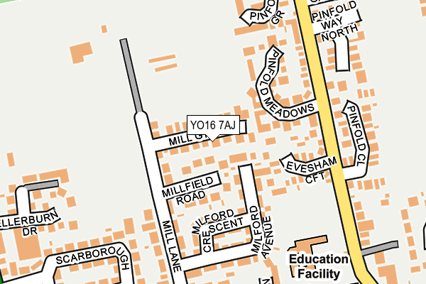 YO16 7AJ map - OS OpenMap – Local (Ordnance Survey)