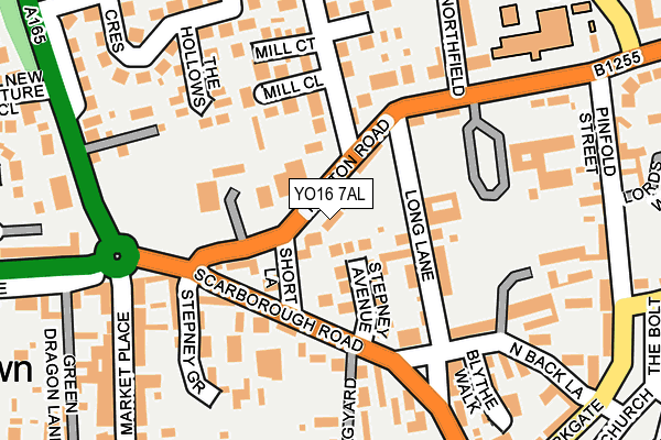 YO16 7AL map - OS OpenMap – Local (Ordnance Survey)