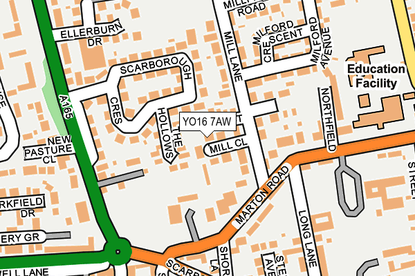 YO16 7AW map - OS OpenMap – Local (Ordnance Survey)