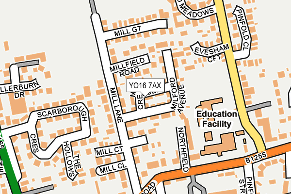 YO16 7AX map - OS OpenMap – Local (Ordnance Survey)