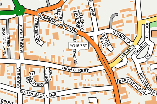 YO16 7BT map - OS OpenMap – Local (Ordnance Survey)