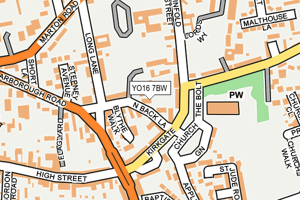 YO16 7BW map - OS OpenMap – Local (Ordnance Survey)