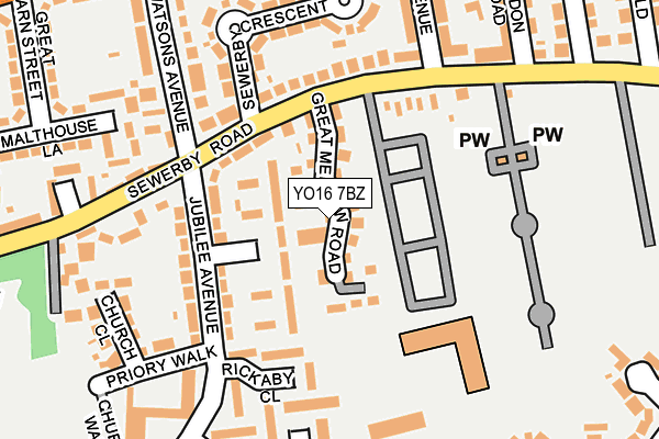 YO16 7BZ map - OS OpenMap – Local (Ordnance Survey)