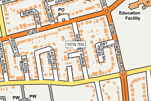 YO16 7DG map - OS OpenMap – Local (Ordnance Survey)