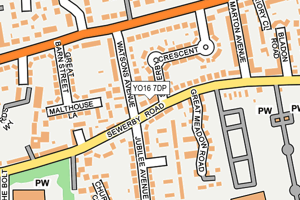 YO16 7DP map - OS OpenMap – Local (Ordnance Survey)