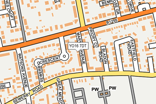 YO16 7DT map - OS OpenMap – Local (Ordnance Survey)