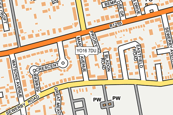 YO16 7DU map - OS OpenMap – Local (Ordnance Survey)