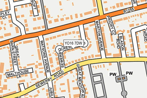 YO16 7DW map - OS OpenMap – Local (Ordnance Survey)