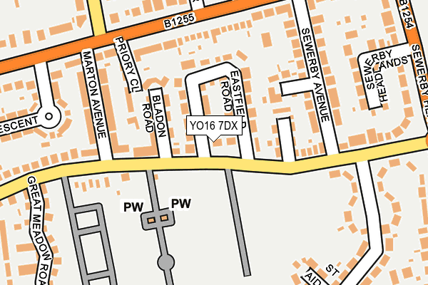 YO16 7DX map - OS OpenMap – Local (Ordnance Survey)