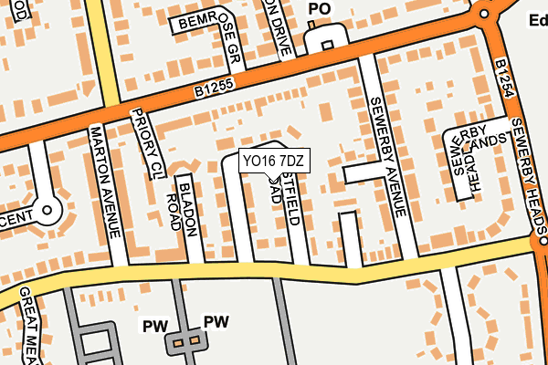 YO16 7DZ map - OS OpenMap – Local (Ordnance Survey)