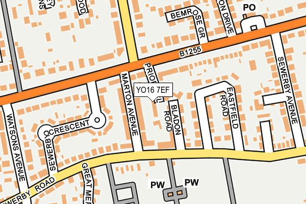 YO16 7EF map - OS OpenMap – Local (Ordnance Survey)