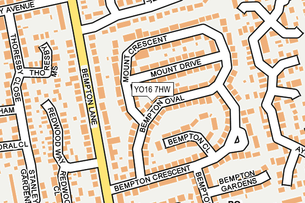 YO16 7HW map - OS OpenMap – Local (Ordnance Survey)