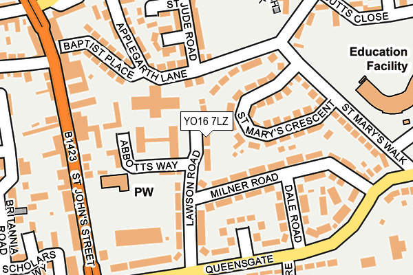 YO16 7LZ map - OS OpenMap – Local (Ordnance Survey)