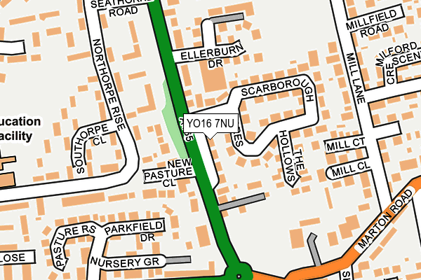 YO16 7NU map - OS OpenMap – Local (Ordnance Survey)