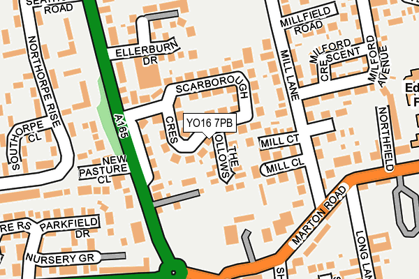 YO16 7PB map - OS OpenMap – Local (Ordnance Survey)