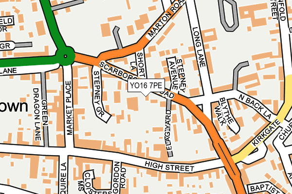 YO16 7PE map - OS OpenMap – Local (Ordnance Survey)