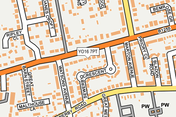 YO16 7PT map - OS OpenMap – Local (Ordnance Survey)