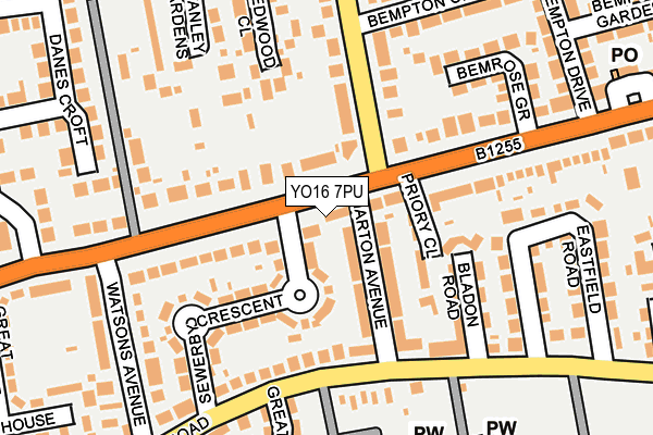YO16 7PU map - OS OpenMap – Local (Ordnance Survey)