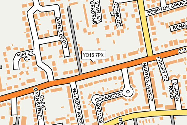 YO16 7PX map - OS OpenMap – Local (Ordnance Survey)