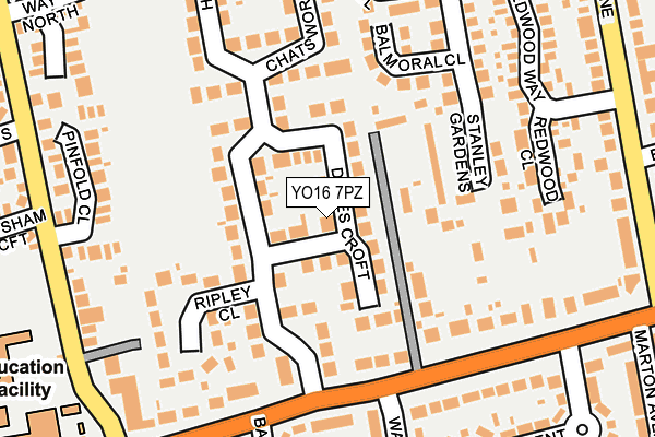 YO16 7PZ map - OS OpenMap – Local (Ordnance Survey)
