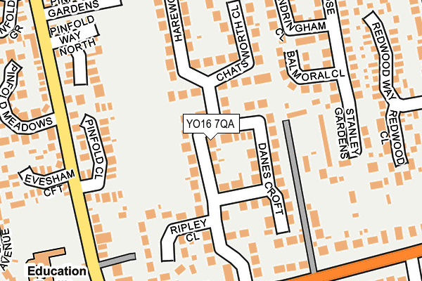 YO16 7QA map - OS OpenMap – Local (Ordnance Survey)