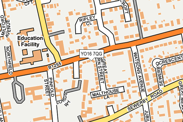 YO16 7QG map - OS OpenMap – Local (Ordnance Survey)