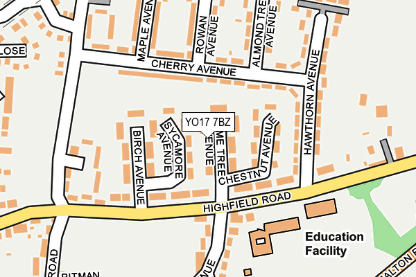 YO17 7BZ map - OS OpenMap – Local (Ordnance Survey)