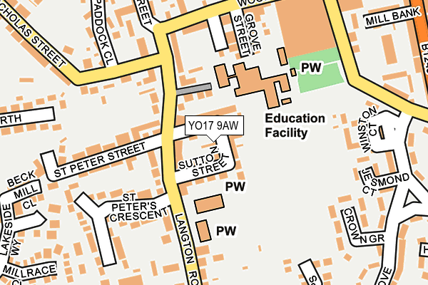 YO17 9AW map - OS OpenMap – Local (Ordnance Survey)