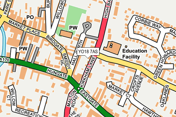YO18 7AS map - OS OpenMap – Local (Ordnance Survey)