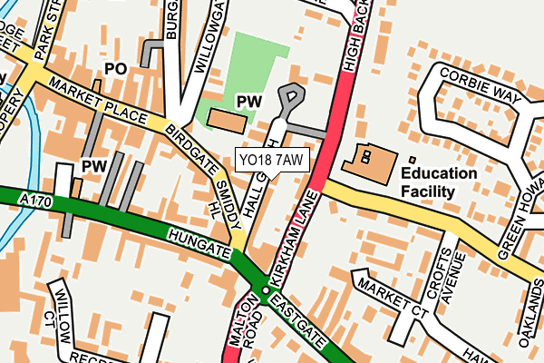 YO18 7AW map - OS OpenMap – Local (Ordnance Survey)