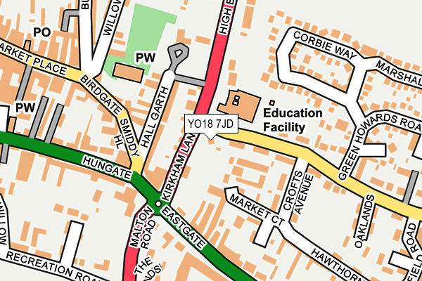 YO18 7JD map - OS OpenMap – Local (Ordnance Survey)