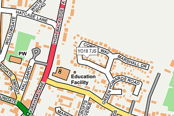 YO18 7JS map - OS OpenMap – Local (Ordnance Survey)