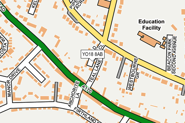 YO18 8AB map - OS OpenMap – Local (Ordnance Survey)