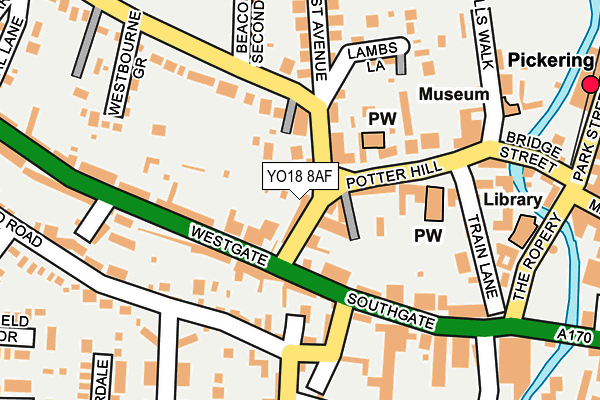 YO18 8AF map - OS OpenMap – Local (Ordnance Survey)