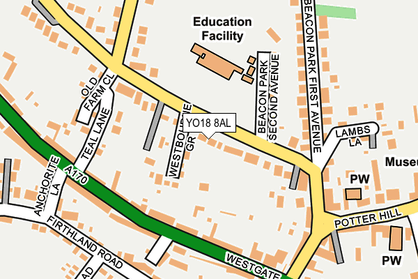 YO18 8AL map - OS OpenMap – Local (Ordnance Survey)