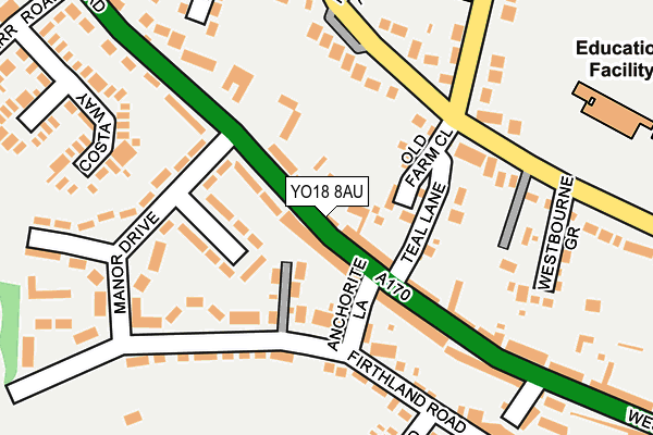 YO18 8AU map - OS OpenMap – Local (Ordnance Survey)